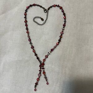 Vintage Sorrelli Pink Y Rhinestone Necklace